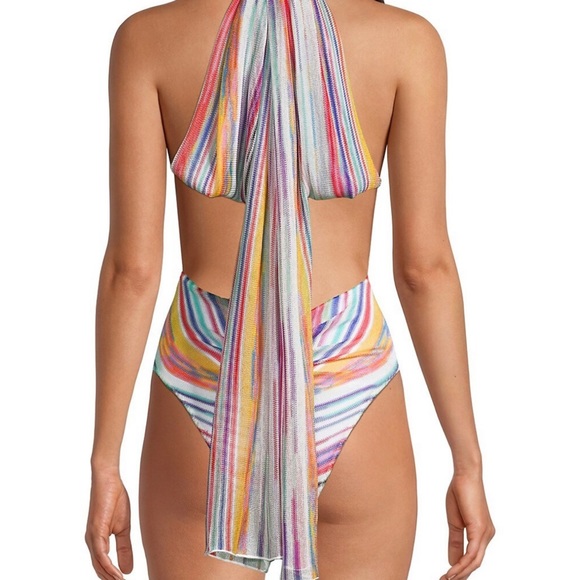 NWT Missoni Striped Halterneck OnePiece 40 (4) Small Rainbow Crochet Bikini Mare - Picture 5 of 16